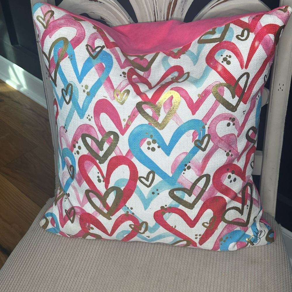 Colorful Heart Pattern Throw Pillow